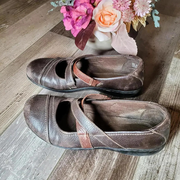 Clark's Bendables Brown Leather Women's Wave Mary Jane Shoes Size 9M - Picture 5 of 10